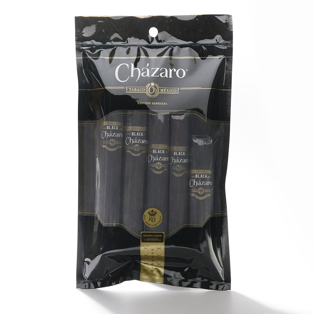 Black Cházaro five-cigar humidity-controlled pouch